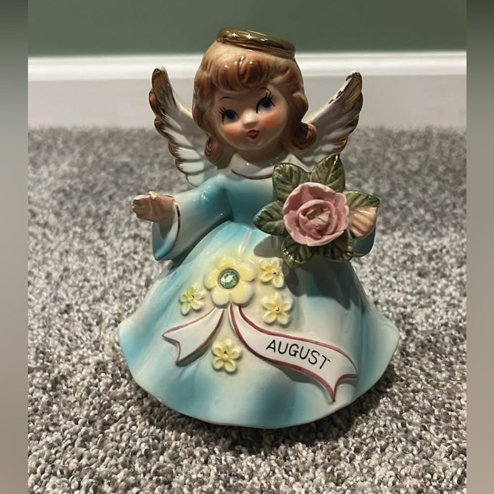 August Angel Figurine with Flowers